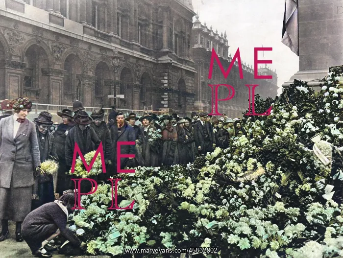 : Floral tributes at the Cenotaph, November 1920 : Floral tributes at the Cenotaph, November 1920