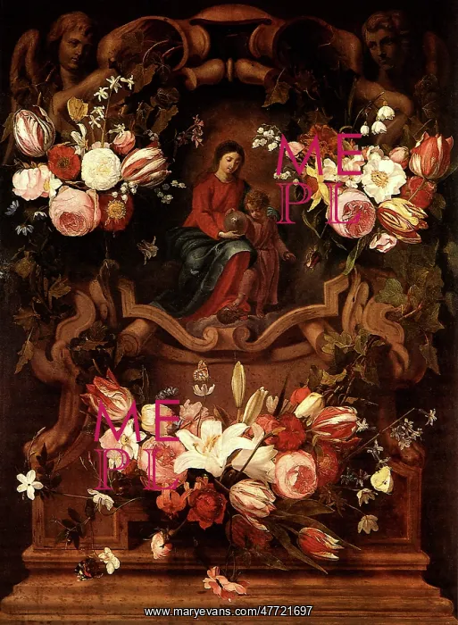  : Floral Wreath with Madonna and Child