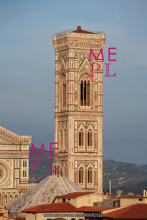 : Florence. High angle view of Bell Tower, 1267-1337 : Florence. High angle view of Bell Tower, 1267-1337