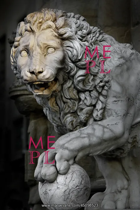: Florence. Detail of sculpture of Lion, 1600, by Flaminio Vacca or Vacchi : Florence. Detail of sculpture of Lion, 1600, by Flaminio Vacca or Vacchi