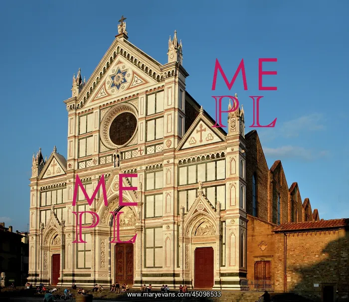 : Florence. Oblique view of the facade, Basilica di Santa Croce, : Florence. Oblique view of the facade, Basilica di Santa Croce,