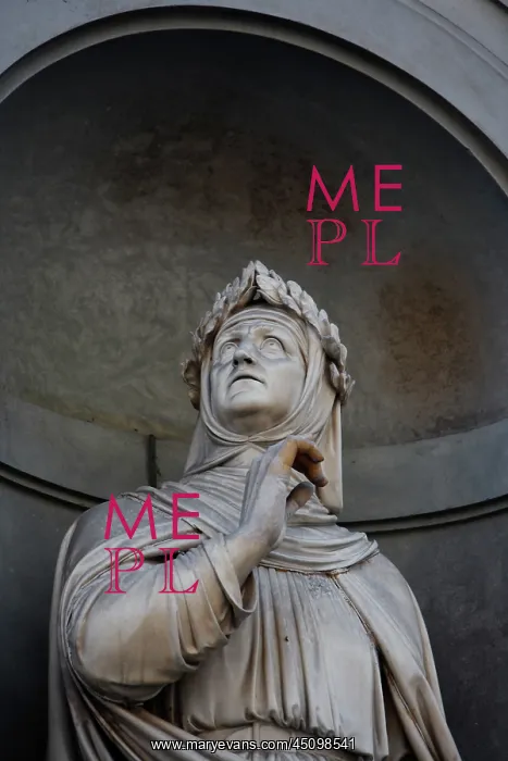 : Florence. Detail of statue of Petrarch, 16th century : Florence. Detail of statue of Petrarch, 16th century