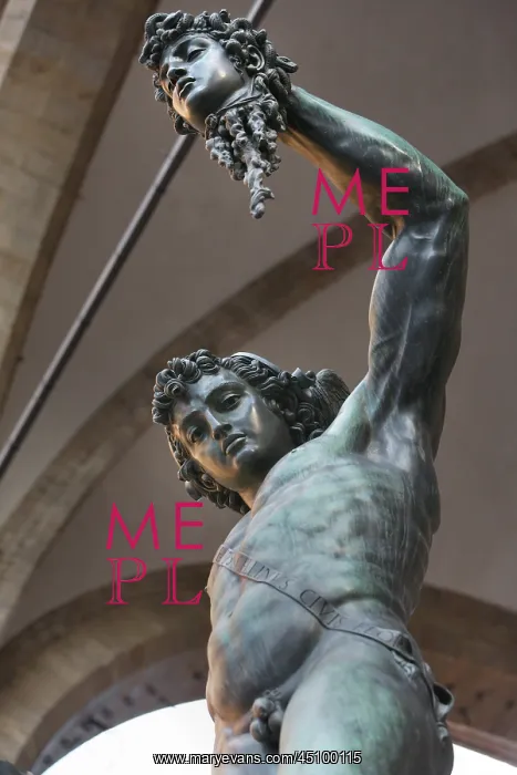 : Florence. View from below of statue of Perseus holding the Head of Medusa : Florence. View from below of statue of Perseus holding the Head of Medusa