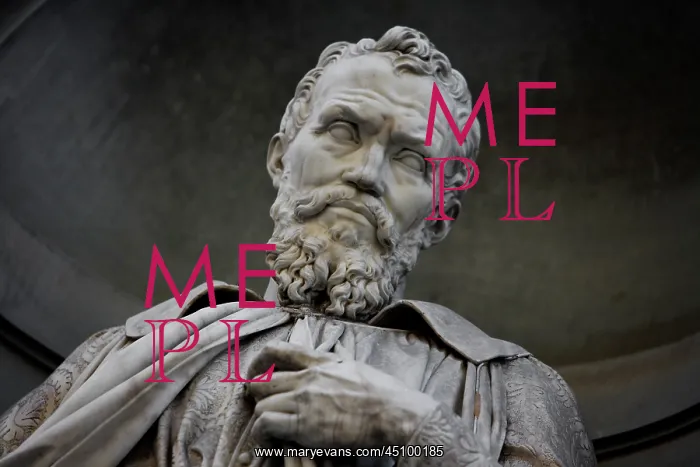 : Florence. Detail of statue of Michelangelo, 16th century : Florence. Detail of statue of Michelangelo, 16th century
