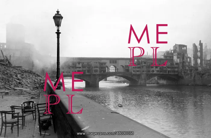 : Florence during the fighting, with Ponte Vecchio, WW2 : Florence during the fighting, with Ponte Vecchio, WW2