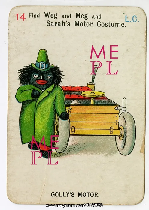 : Florence Upton playing cards - Golly's Motor : Florence Upton playing cards - Golly's Motor