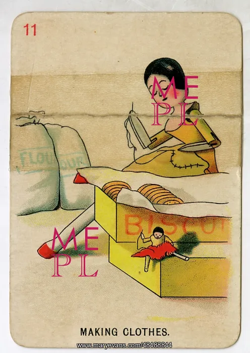  : Florence Upton playing cards - Making Clothes