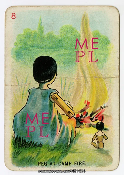  : Florence Upton playing cards - Peg at Camp Fire