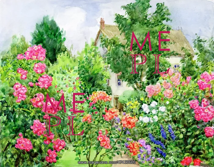  : Flower garden in front of a cottage