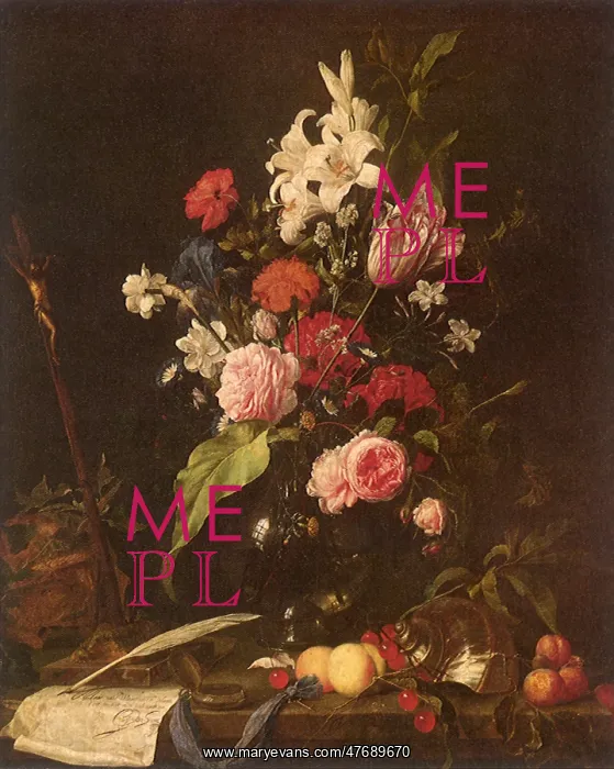 : Flower Still Life with Crucifix & Death's-Head : Flower Still Life with Crucifix & Death's-Head