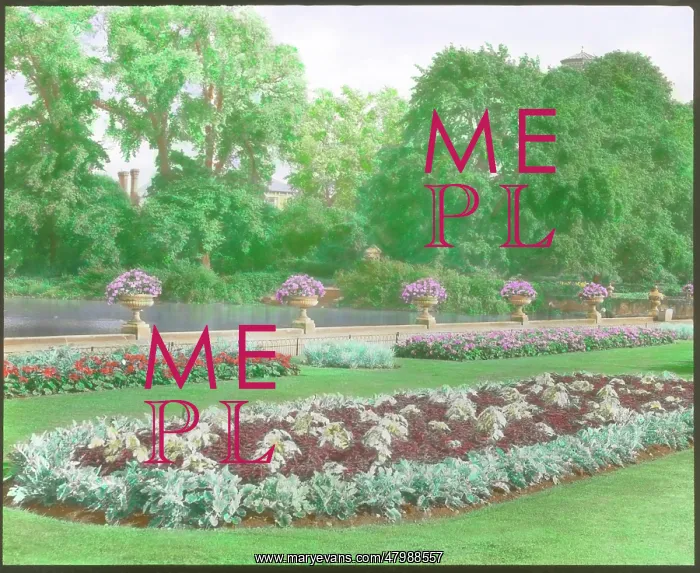 : Flowerbeds and trees at Kew Gardens : Flowerbeds and trees at Kew Gardens