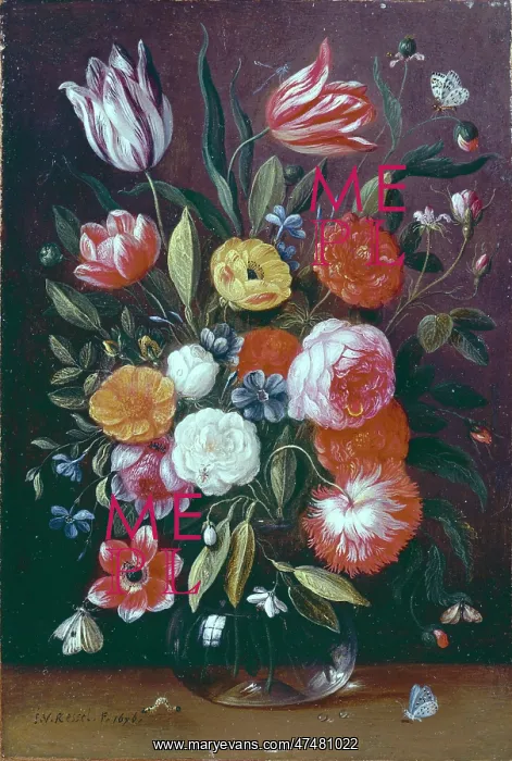 : Flowerpiece ' with tulips, butterflies etc : Flowerpiece ' with tulips, butterflies etc