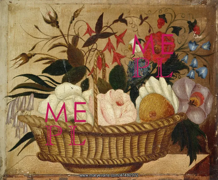  : Flowers in a Basket ' red, blue and pink