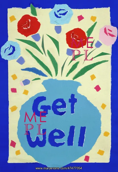  : Get Well ' flowers in a blue vase