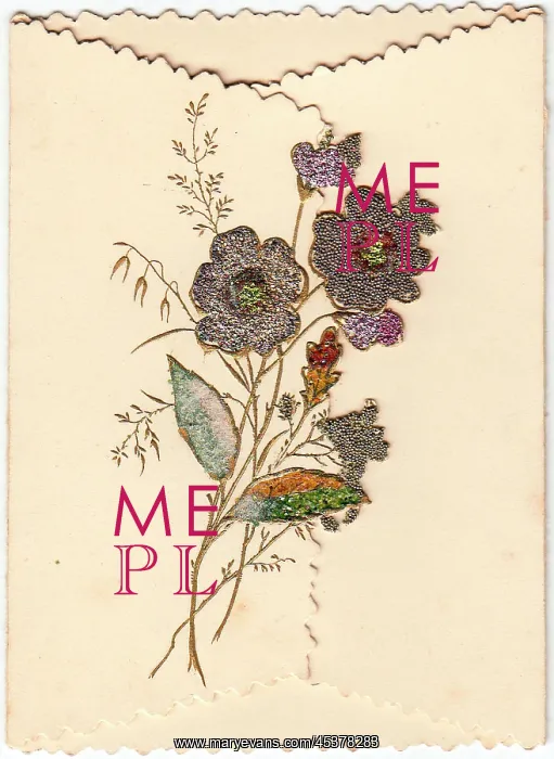  : Flowers decorated with glitter on a greetings card