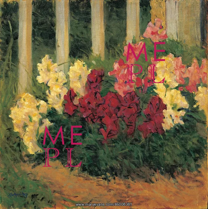 : Flowers in front of garden fence : Flowers in front of garden fence