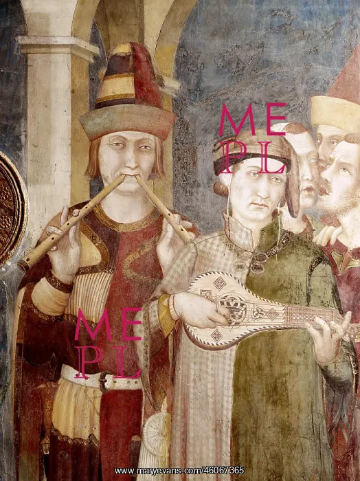 : Flute player with two flutes and lute player : Flute player with two flutes and lute player