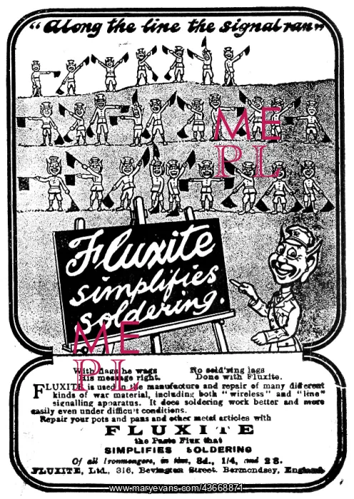 : Fluxite Solder - 1919 Advert : Fluxite Solder - 1919 Advert