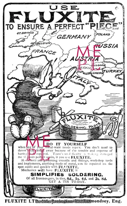 : Fluxite Soldering Paste - 1919 Advert : Fluxite Soldering Paste - 1919 Advert
