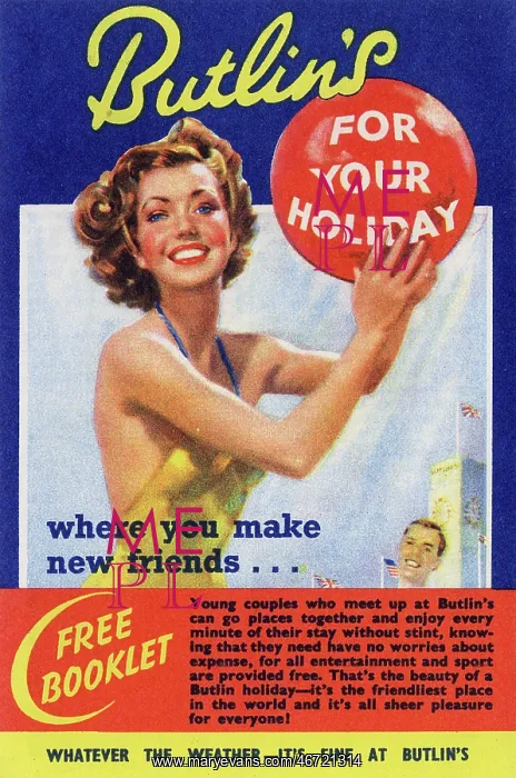 : Flyer for a free Butlin's Holiday Booklet : Flyer for a free Butlin's Holiday Booklet