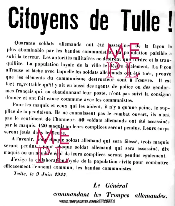 : Flyer to the people of Tulle, 1944 : Flyer to the people of Tulle, 1944