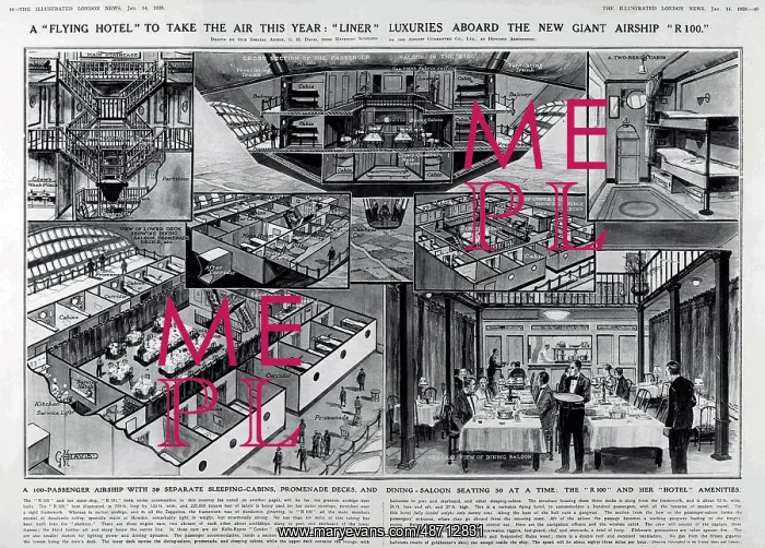 : A Flying Hotel - the R100 airship by G.H. Davis : A Flying Hotel - the R100 airship by G.H. Davis