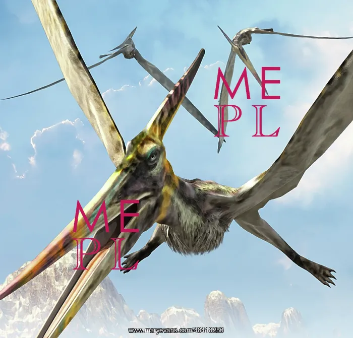 : Flying pterodactyls searching for food : Flying pterodactyls searching for food