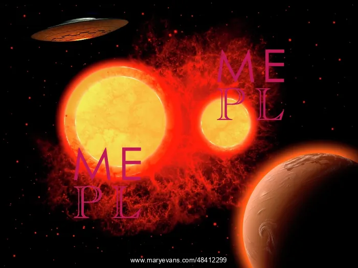 : A flying saucer flying through a binary star system : A flying saucer flying through a binary star system