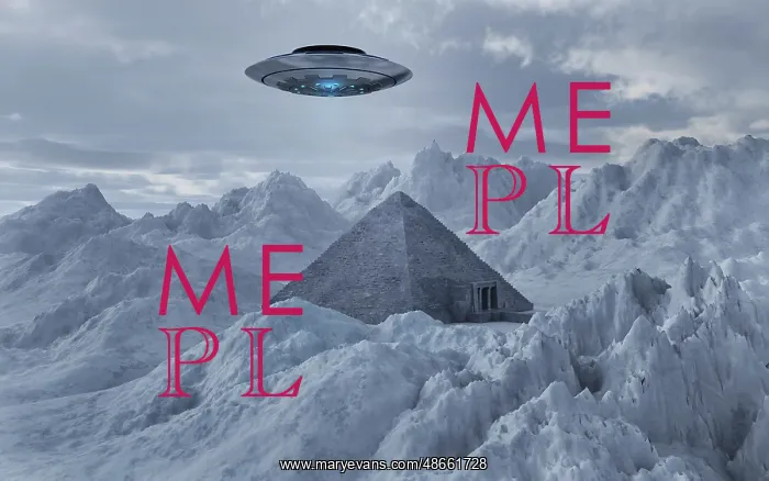 : A flying saucer hovering over a pyramid in the Antarctic : A flying saucer hovering over a pyramid in the Antarctic
