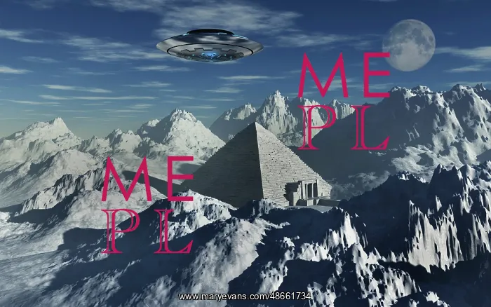 : A flying saucer hovering over a pyramid in the Antarctic : A flying saucer hovering over a pyramid in the Antarctic