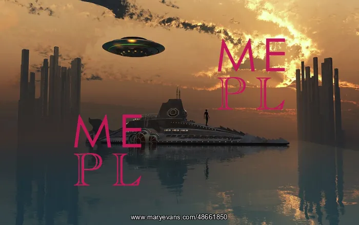 : A flying saucer and submarine passing through : A flying saucer and submarine passing through
