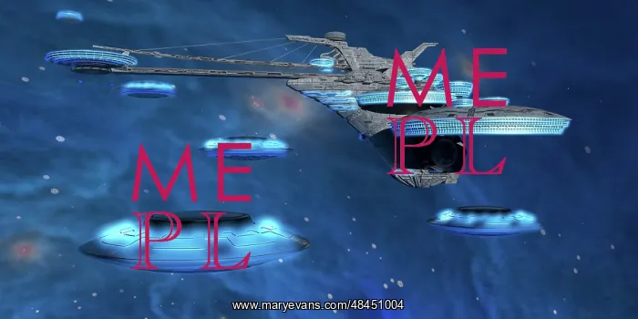 : Flying saucers come back to a spaceport in space : Flying saucers come back to a spaceport in space