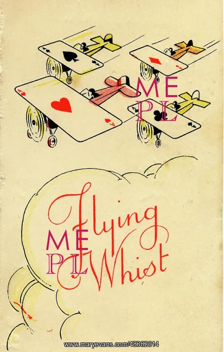: Flying Whist playing cards scorecard, four aces : Flying Whist playing cards scorecard, four aces