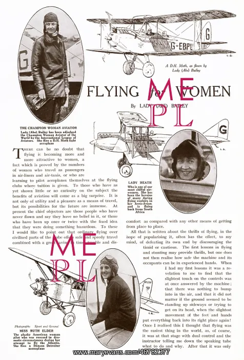 : Flying for Women by Lady Bailey : Flying for Women by Lady Bailey