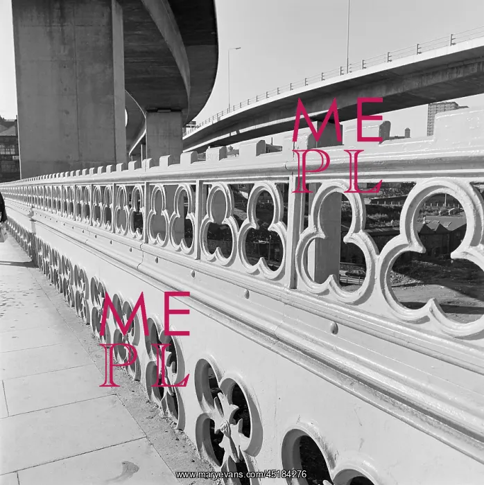 : Flyover. The modern elevated carriageway of Burdock Way viewed over the : Flyover. The modern elevated carriageway of Burdock Way viewed over the