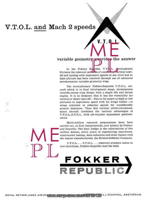 : Fokker-Republic. VTOL & Mach 2 Speeds. Variable Geometry : Fokker-Republic. VTOL & Mach 2 Speeds. Variable Geometry