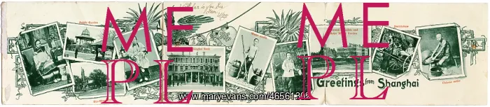  : Fold-out postcard with scenes of Shanghai, China