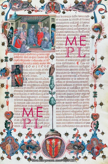 : Folio of Codex of the Usages depicting the Catalan Parlia : Folio of Codex of the Usages depicting the Catalan Parlia