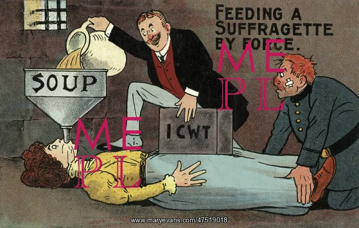 : Force feeding a suffragette (cartoon) : Force feeding a suffragette (cartoon)