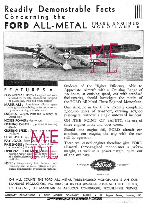 : Ford Trimotor Monoplane ; G-ABHF : Ford Trimotor Monoplane ; G-ABHF