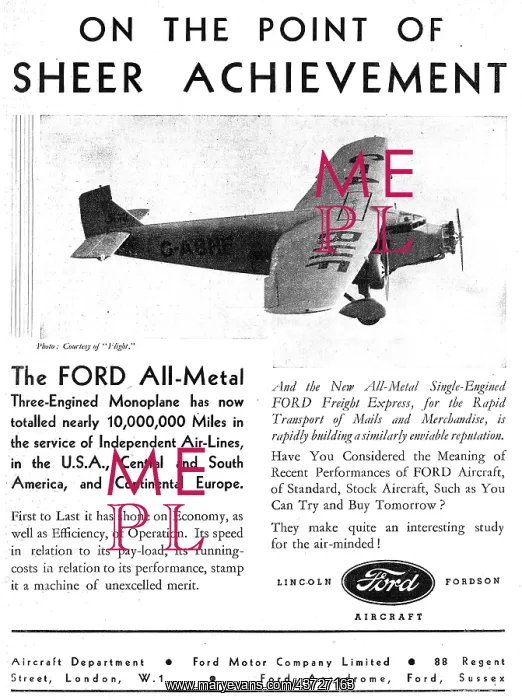 : Ford Trimotor Monoplane ; G-ABHF : Ford Trimotor Monoplane ; G-ABHF