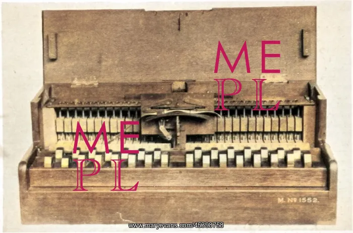 : The forerunner of the modern type writer- a piano like machi : The forerunner of the modern type writer- a piano like machi