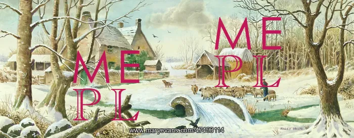 : The Forest Farm - snow scene with bridge : The Forest Farm - snow scene with bridge