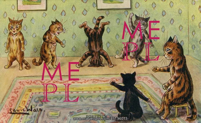  : Forfeits. Artist: Louis Wain. Happy cats having fun with a traditional