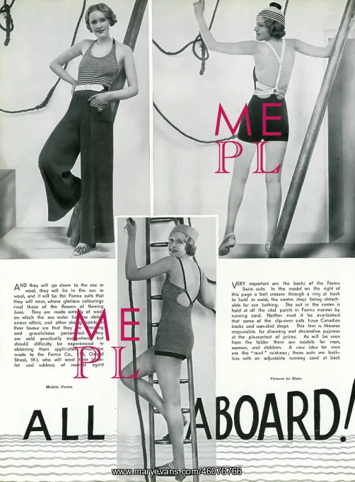 : Forma woollen swim suits 1933 : Forma woollen swim suits 1933