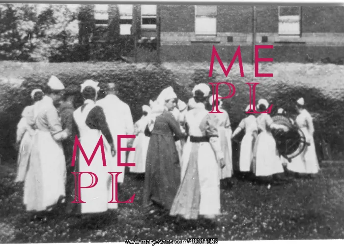 : Formal group of ten nurses and Matron, West Middlesex Hospit : Formal group of ten nurses and Matron, West Middlesex Hospit