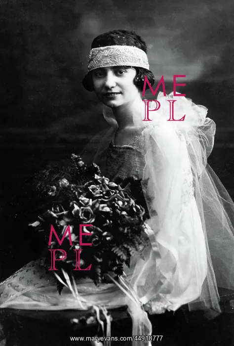 : Formal portrait of bride with bouquet looking : Formal portrait of bride with bouquet looking