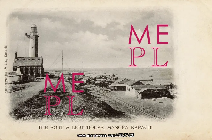 : Fort and Lighthouse, Manora Point, Karachi, British India : Fort and Lighthouse, Manora Point, Karachi, British India