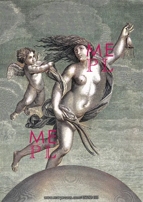 : Fortuna. The Roman goddess of luck, emptying a purse full of coins on the : Fortuna. The Roman goddess of luck, emptying a purse full of coins on the