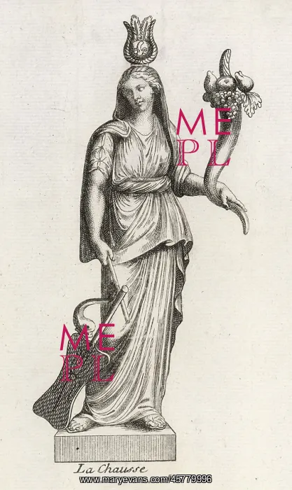  : Fortuna. Roman goddess of luck and prosperity, carrying a cornucopia full of goodies